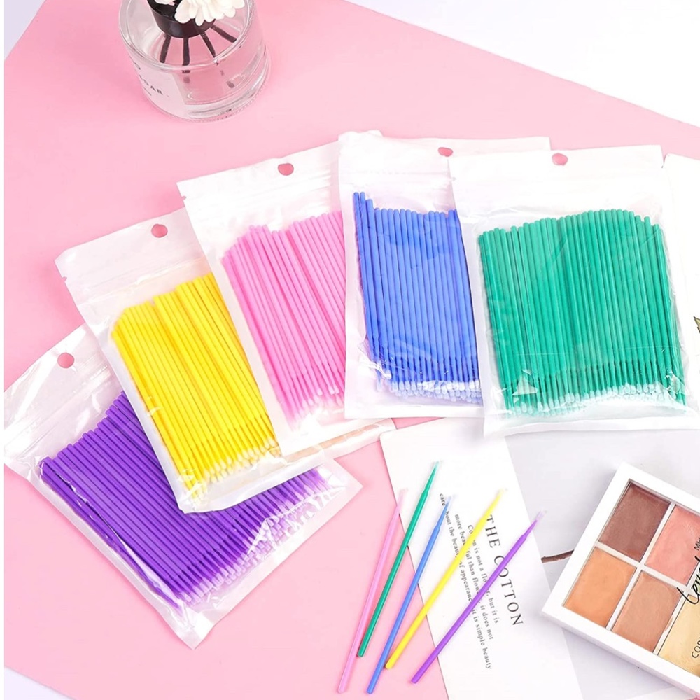 Disposable Lint-free Micro Cotton Applicator Swab for Lash Extensions, Makeup